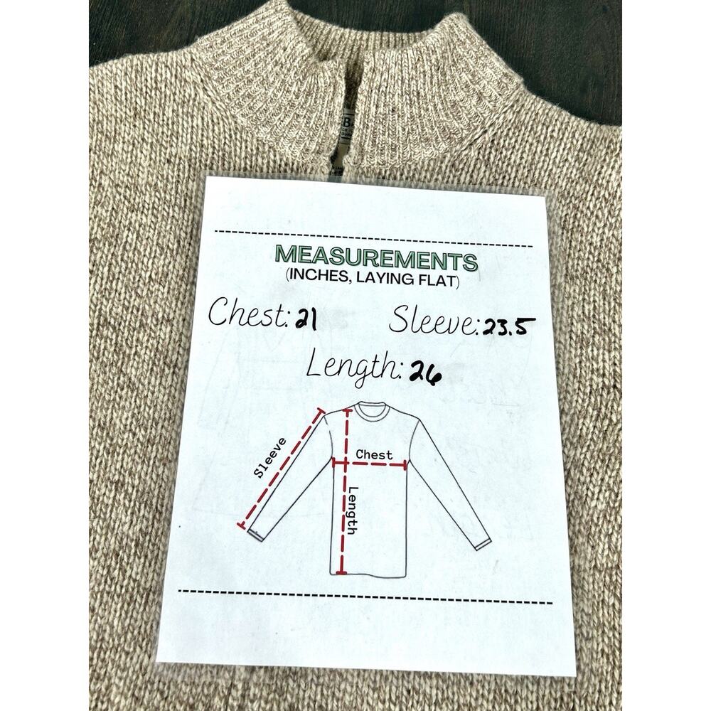L.L Bean Men's M Heavyweight 100% Lambs Wool Sweater Jacket Beige Oatmeal - Picture 10 of 11